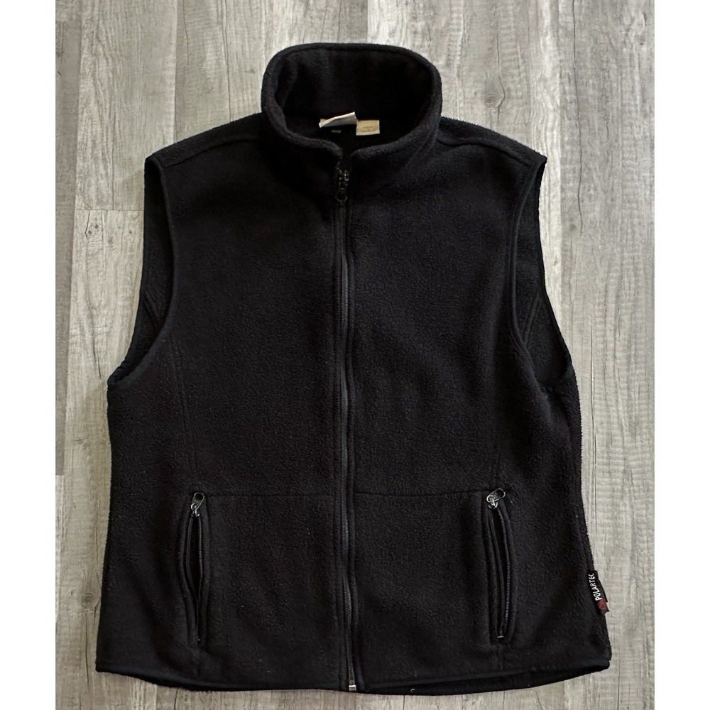 Woolrich Vest Women‎ Large Black Full Zip Fleece Casual Preppy Hiking Outdoors